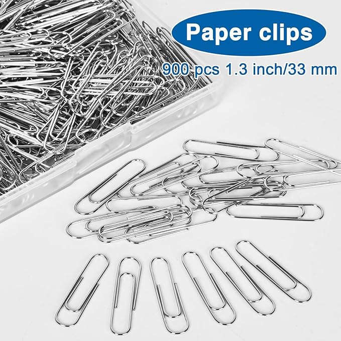 900 Pcs Medium Paper Clips, 1.3 Inch Paper Clips Medium for Office Mate Filing, Paperwork, School and Teacher Supplies