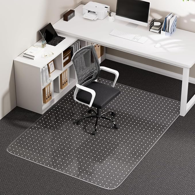 Office Chair Mat for Carpet, 36" x 48" Clear Desk Chair Mat | Heavy Duty Plastic Floor Protector for Low Pile Carpet, Smooth Easy Glide Under Desk for Office or Home