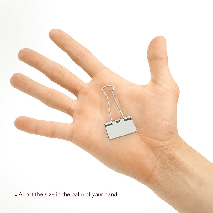 Nctinystore Binder Clips Little a bit Smaller Than Medium Clips Metal Clamp 1-in / 25-mm (Silver, 24-Count)