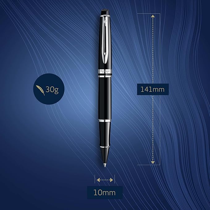 Waterman Expert RollerBall® Pen | Gloss Black with Chrome Trim | Fine Point | Black Ink | Gift Box