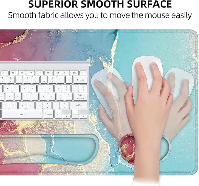 LATEEFAH Large Mouse Pad and Keyboard Wrist Rest, Desk Pad for Keyboard and Mouse, Extended Gaming Mouse Pad with Wrist Support, Waterproof Non-Slip Desk Mouse Mat for Office, Home