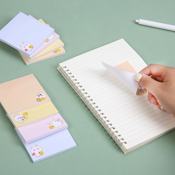 Mr. Pen- Aesthetic Sticky Notes, 3"x3", 8 Pads, 400 Sheets, 4 Designs | Cute Rabbit Sticky Notes, Self-Stick Note Pads Aesthetic, Perfect for Office, School, Home, Study & Organization