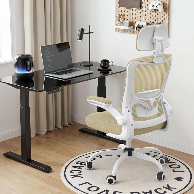 Ergonomic Office Chair for Long Hours, Adjustable Padded Lumbar Support for Lower Back Relief, 330 lb Capacity, Comfortable Computer Desk Chair for Home Office, Work & Study