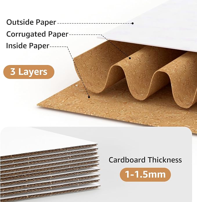 15 Pack 12x10x4 Shipping Boxes for Small Business, White Corrugated Cardboard Small Box for Packaging, Moving, Mailing, and Storing