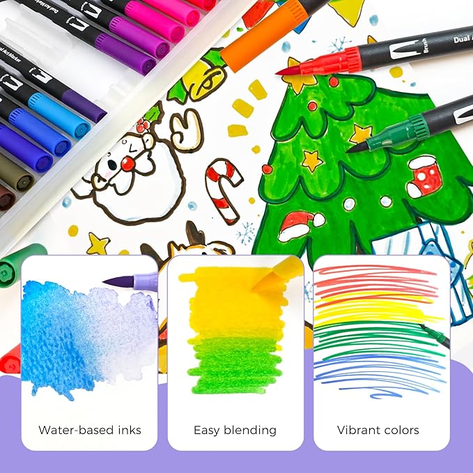 Artecho 120 Colors Markers for Adult Coloring Books, Dual Tip Markers for School, Fine and Brush Tip for Adults Coloring Books, Calligraphy, Drawing, Sketching