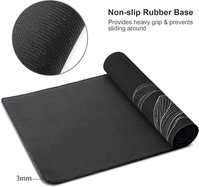 Black and White Mountain Large Mouse Pad,Gaming Keyboard Desk Pad,Extended Mouse Mat Non-Slip Rubber Base with Stitched Edges for Office Game Home XXL 35.4"x15.7"