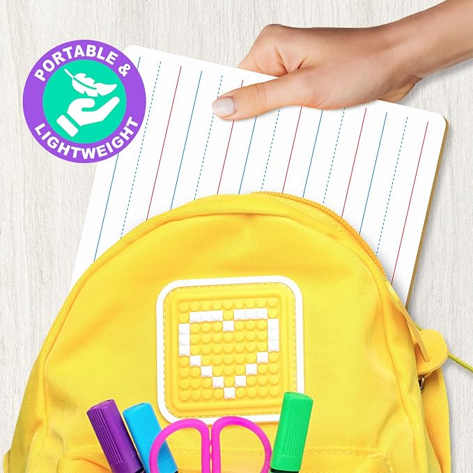 Scribbledo 2 Pack Small Lined Dry Erase Board Kids, 9x12 Double Sided | Value Set of 2, Portable Surface for Handwriting Practice, Classroom and Office Supply, Easy to Clean, Robust