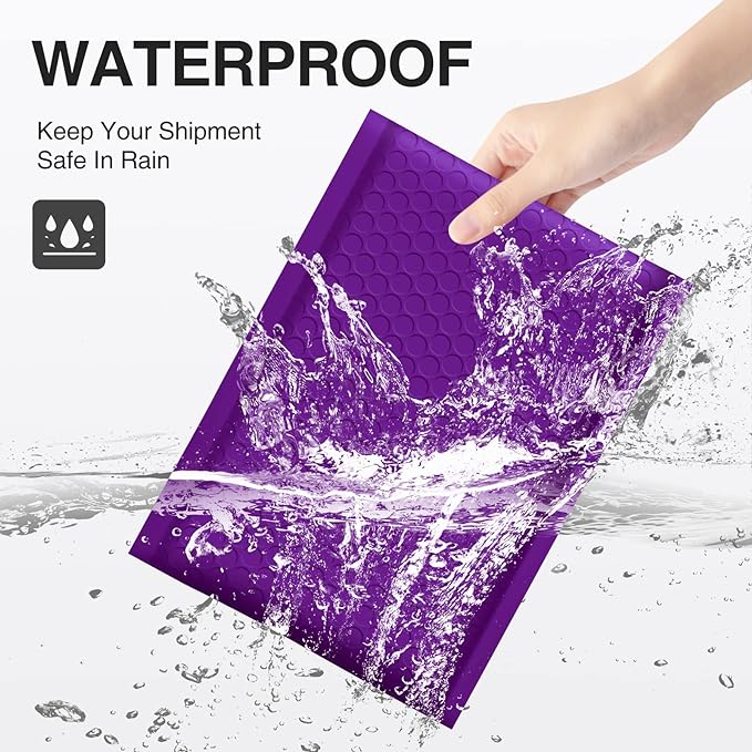 UCGOU Bubble Mailers 6x10" Purple Usable Size 6x9" Padded Envelopes 50 Pack | Waterproof Thick Package Bags for Shipping,Opaque Self Seal Adhesive Boutique Shipping Bag for Jewelry Makeup Books Suppliers