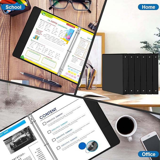 Durable 3 Ring Binders 1 Inch 36 Pack Bulk, Clear View Binders Bulk Three Ring Binders PVC Free, Fit for 8.5x11 inches for School or Office Supplie(Black