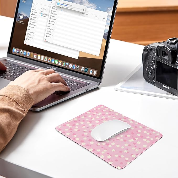 Premium Stitched Mouse Pad 10.2 x 8.3 in | Smooth, Washable Desk Mat with Non-Slip Base | Personalized Cute MousePads for Gaming,Work,Laptop, Computer, Office, Home (pink ocean Star)