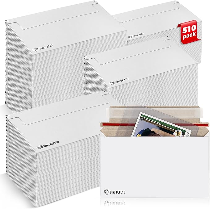 510-Pack Card Shipping Envelopes - 7 x 4.35 Inches Trading Cards Self-Adhesive Mailers, Perfect Fit for Semi-Rigid Sleeves, Toploaders & Ding Defend Protectors - Hobby Mailing Supplies