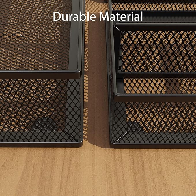 5 Pack Desk Drawer Organizers, Metal Mesh Office Desk Drawer Organizer Tray, Paper Organizer Letter Tray for Desk Accessories, Pen Pencil Holder for Office, Home, School, Classroom