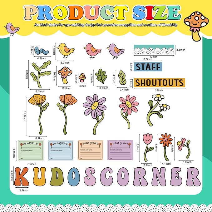 Mooliwe Staff Shout Out Bulletin Board Kit, Kudos Corner Employee Recognition Decor Set with 20 Appreciation Cutouts for School Classroom Office Wall Door Decor Supplies