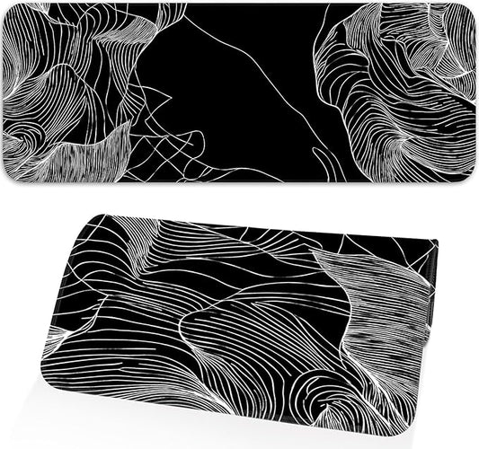 Line Mouse pad, Gaming Mouse pad, Waterproof, Non-Slip Rubber, Stitched Edges, Suitable for Computers, laptops, Home, Office, 31.5x11.8 inches, Black Terrain line