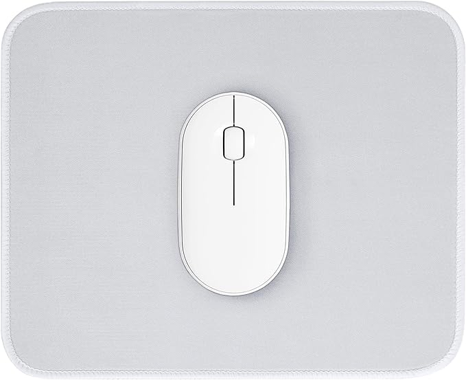White Mouse Pad, Nice and Cute Mouse Pad, Splash-Proof Textured 10.2 x 8.2Inch, Stitched Edge Non-Slip Waterproof Rubber Mouse Pad