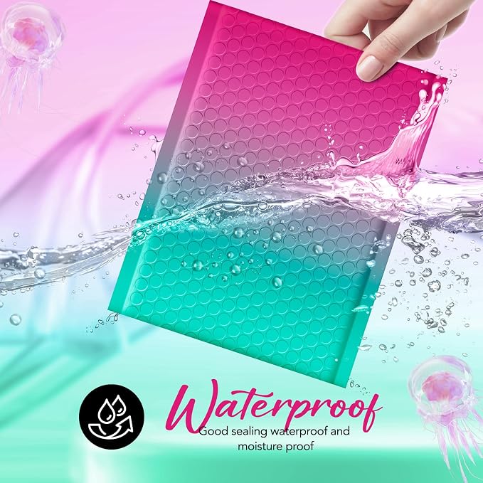 Fuxury Bubble Mailers 6x10 Inch 600 Pack Padded Envelopes Usable Size 6x9" | Thick Mailing Envelopes Bubble Opaque Padded Mailers Shipping Bags for Mailing Jewelry Makeup Small Business #0 PinkGreen