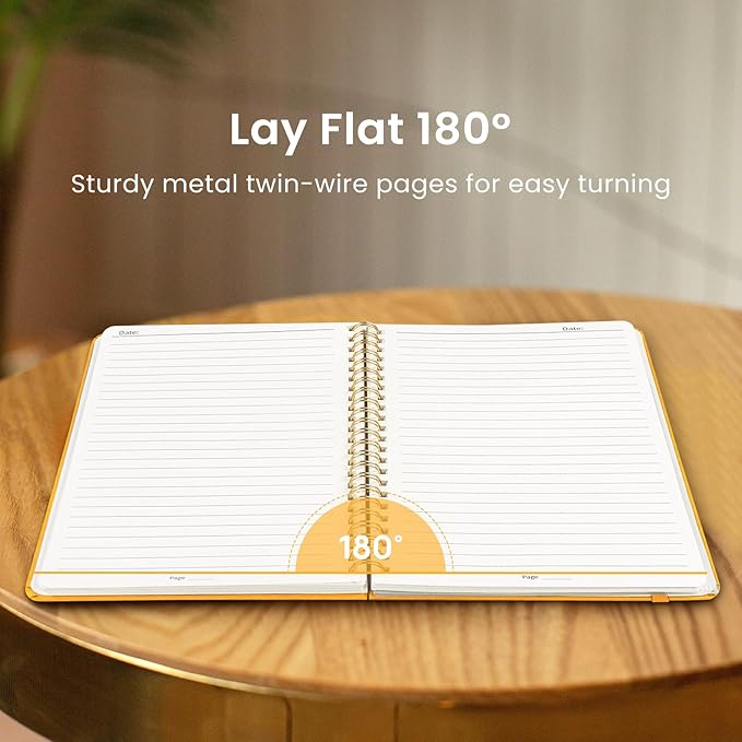 Taja Lined Spiral Journal Notebook for Women & Men, 140 Pages, College Ruled Hardcover Notebook for Work & Note Taking, Journals for Writing, A5(5.7" x 7.9") – Yellow