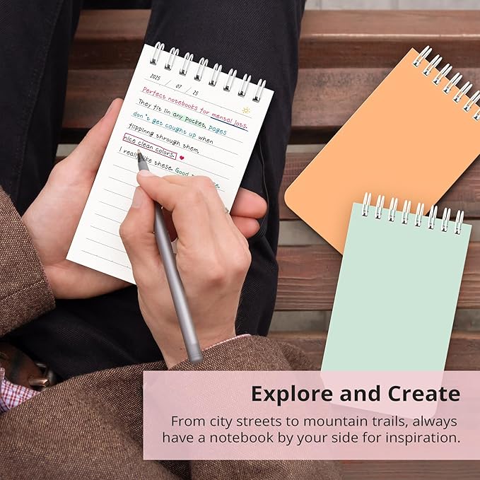 Taja Pocket Small Notebook 3" x 5", 4 Set of 8 Mini Little Spiral Notebook(32 Pack), Nursing Notepad, Perfect for Work, School, Office, Nurse, Travel - Soft Harmony