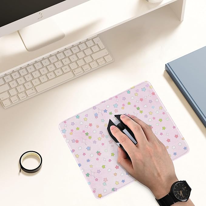 Premium Stitched Mouse Pad 10.2 x 8.3 in | Smooth, Washable Desk Mat with Non-Slip Base | Personalized Cute MousePads for Gaming,Work,Laptop, Computer, Office, Home (Colorful Stardust)