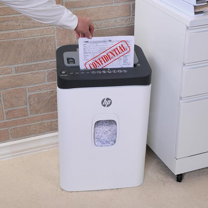 HP - Micro Cut Paper Shredder, 12-Sheet Manual, 150-Sheet Auto Feed | Micro Cut High Security Shredding, Auto Feed And Manual Capacity, Continuous Performance, Large Capacity, Rolling Casters