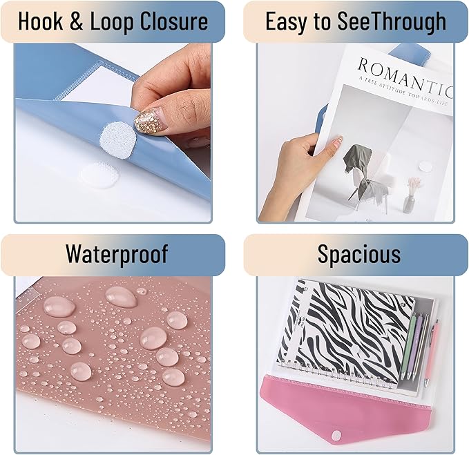Mr. Pen- Clear Plastic Envelopes, 10 Pack, A4, Letter Size, Colorful, Clear Folders for Documents Plastic Envelopes for Documents