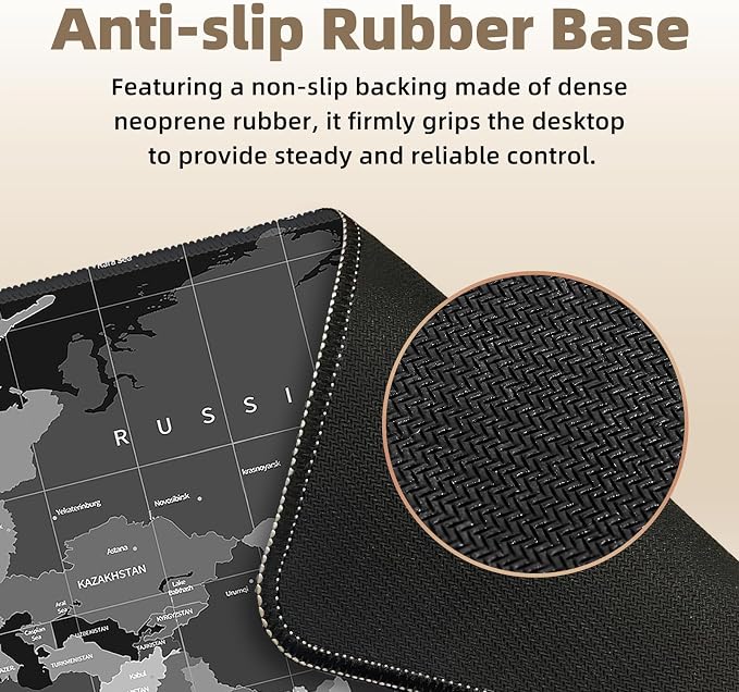 Galdas Mouse Pad for Gaming,XXL XL Large Mouse Mat Long Extended Mousepad Desk Mat Non-Slip Rubber Mice Pads Stitched Edges Thin (31.5 x 11.8 x 0.12 Inches),World Map Background