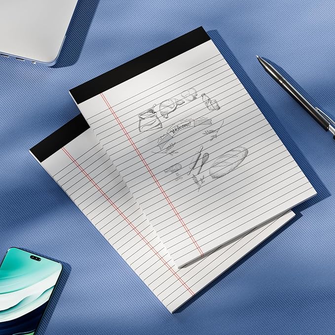 Notepads 8.5 x 11 Legal Pads of Paper 8 Pack Note Pads 8.5 x 11 Lined Paper | Wide Ruled Perforated White Legal Pad 8.5 x 11'' Paper Pads with Strong Backer Note Pad 8.5x11 for Office,School,Homework