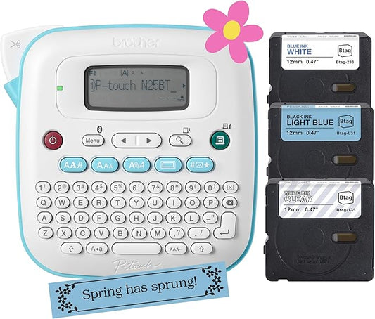 Brother P-Touch -N25BTV3 Personal Connected Label Maker, Bluetooth (Bundle), Design&Print2 app, Portable, Handheld, 3 Sample Label Tapes Included, Prints with Btag½â€ (12mm) Wide Tapes