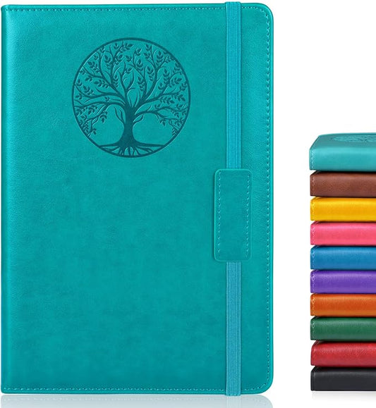 Blank Journal Notebook for Women Men, Hardcover Leather Sketchbook 5.7"×8.3", 140 Pages Unlined Sketch book for Drawing, Writing, Travel, School & Work, Journaling Notebooks (Blue)