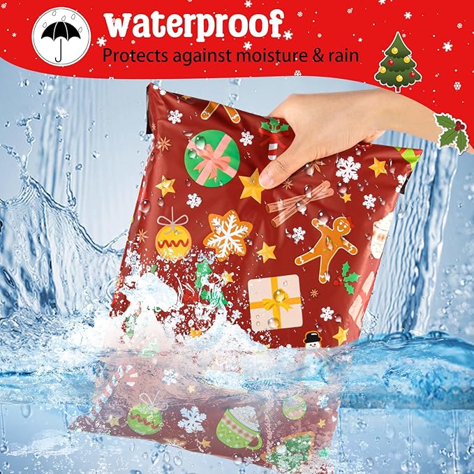 Oududianzi Christmas Poly Mailers 10x13, 100PCS Plastic Shipping Bags, Mailers Poly Bags for Shipping, Self-Seal Mailing Bags, Holiday Polymailers Packaging Bags for Small Business and Retail Stores