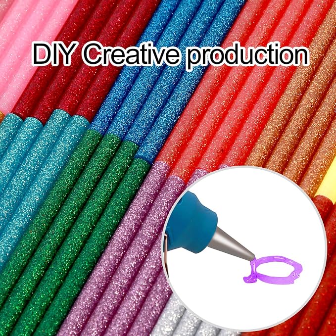 KEILEOHO 140 PCS Colored Glitter Hot Melt Glue Sticks, 14 Colors Mini Glue Sticks, Mini Hot Glue Sticks for Arts Crafts, Home General Repair, Holiday Crafts