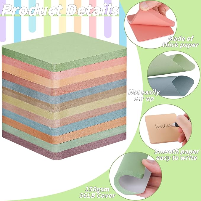 60 Pack Vintage Sticky Notes 3x3 Inch 12 Retro Colors Memo Pads Bulk | 56 Sheets Each, Round Corner Design, Self Adhesive Notes, Office Supplies, Back to School, Teacher, Student, Organization