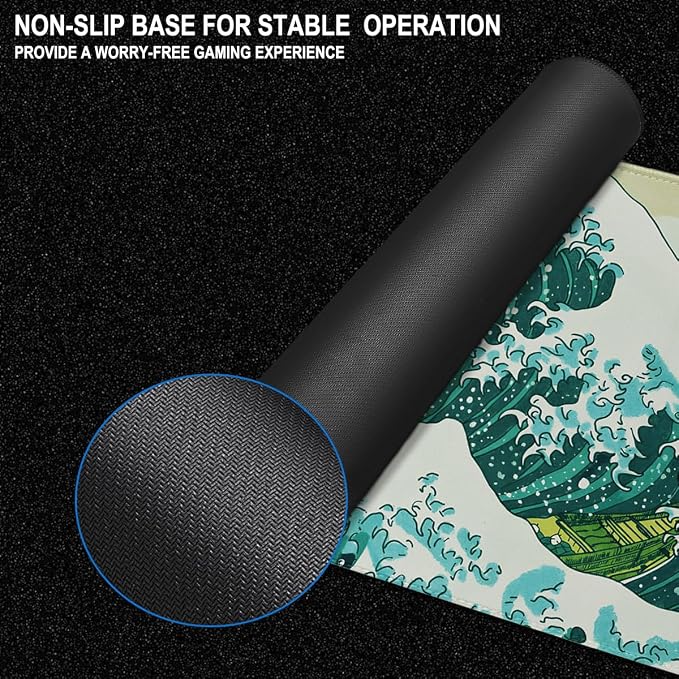 Large Extended Gaming Mouse Pad, 31.5" x15.7" Large Mat with Superior Micro-Weave Cloth, Water Resist Keyboard Mousepad with Non-Slip Base, Laptop Pad for Office Home Gaming, Waves