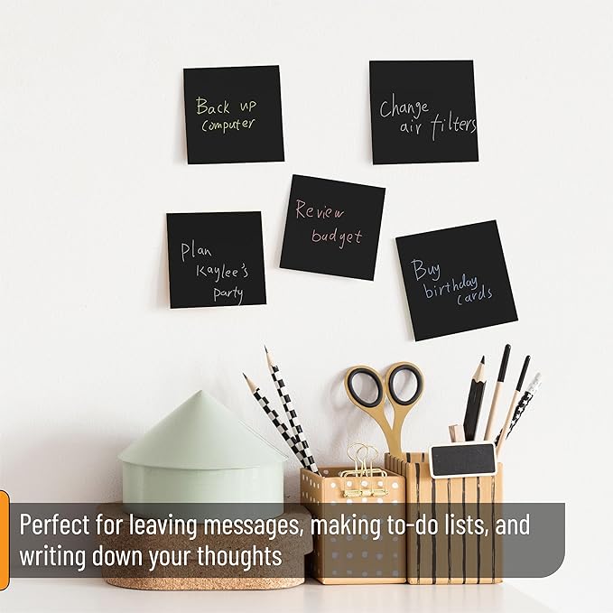 Mr. Pen- Sticky Notes, 3"x3", 12 Pads, Black, Self-Stick Note Pads, Aesthetic Sticky Pads, Colorful, Bulk