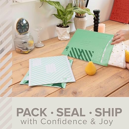Scotch Poly Bubble Mailers, Assorted Green Designs, Size 2 Small, 8.5 in x 11 in, 12 Mailers