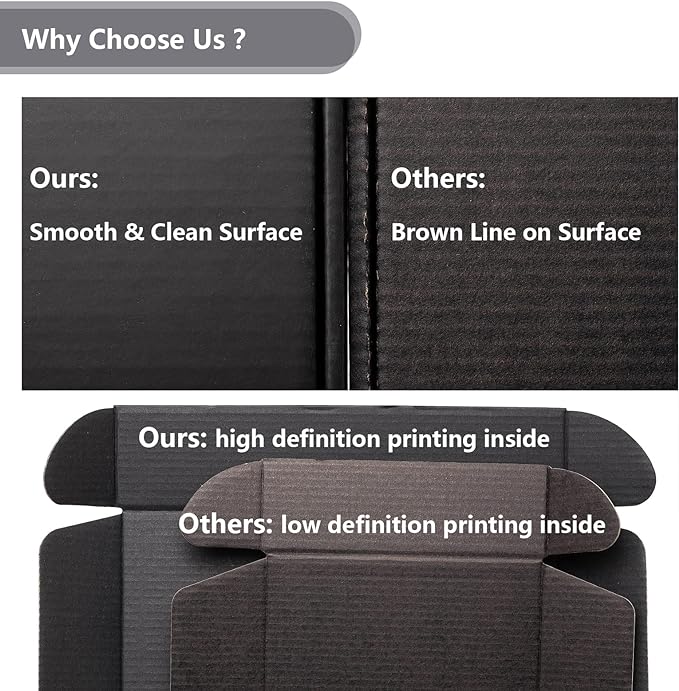 Timirog Small Shipping Boxes 4x4x2 Inch 25 Pack Black Corrugated Cardboard | Mailing Box for Small Business, Tab Locking Literature Mailer for Packing Jewelry Ornament Gift Craft Packaging Supplier
