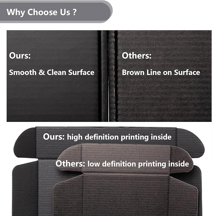 Timirog Shipping Boxes 12x9x2 Inches 25 Pack Black Corrugated Cardboard | Mailing Box for Small Business, Tab Locking Literature Mailer Packaging Supplies for Packing Book Gifts Craft