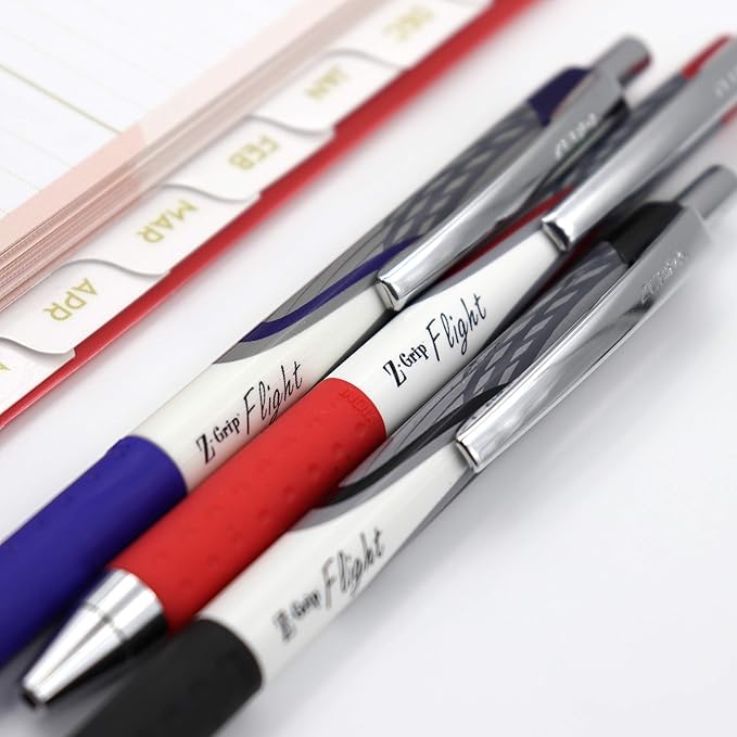 Zebra Pen Z-Grip Flight Retractable Ballpoint Pen, Bold Point 1.2mm, Red Ink, School Supplies, Teacher Supplies, and Office Supplies, Smooth Writing, Quick-Drying, 12-Pack (21930)