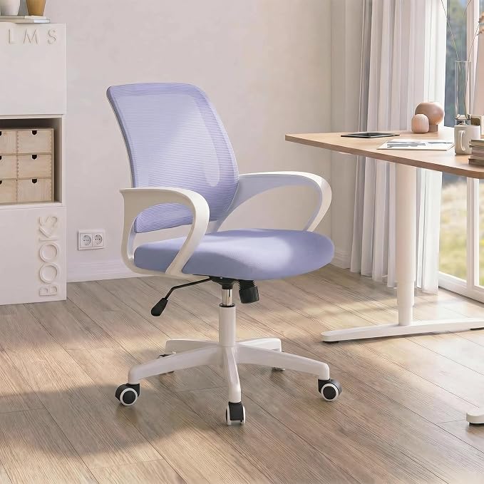 NEO CHAIR Home Office Desk Chair Ergonomic Mesh with Lumbar Support, Purple | Comfortable Mesh Support, Adjustable Height, 360° Swivel and Smooth Casters Designed for Long Hours of Work or Study