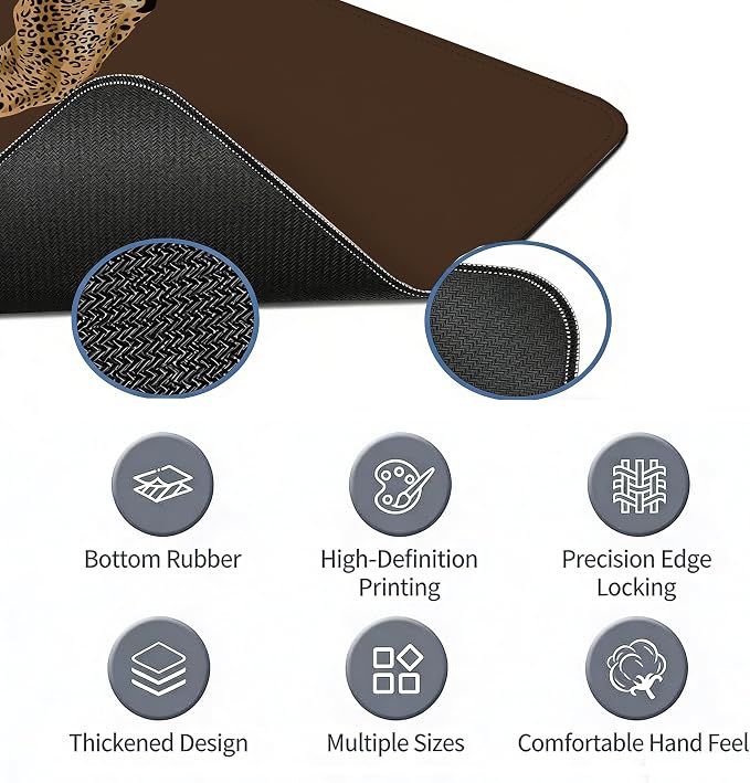 Cheetah Print Desk Mat, Brown Leopard Mouse Pad 31.5x11.8 | Leopard Desk Mat, Cheetah Office Decor, Preppy Desk Mat, Cheetah Large Gaming Mats, Brown Office Decor, Leopard Desk Decor