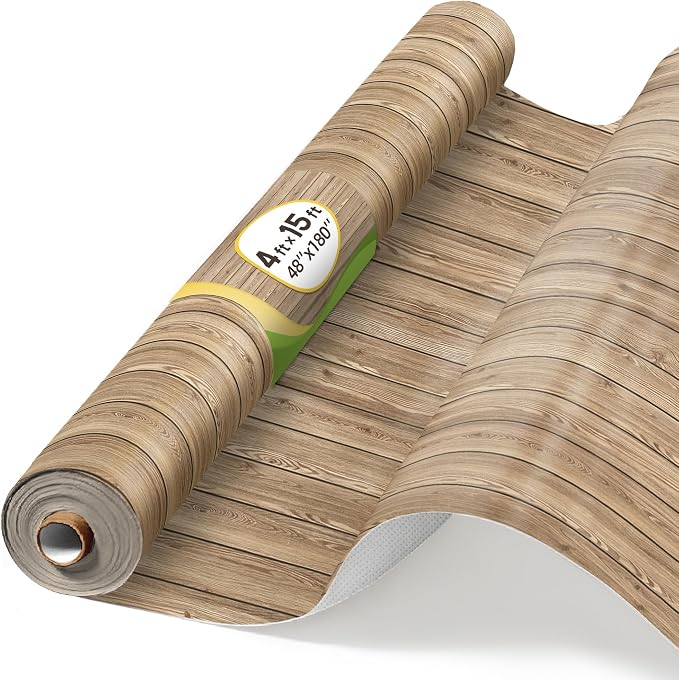 4x15ft Wooden Plank Bulletin Board Fabric Roll, Wall Decor | No pinholes, sound-absorbing, flexible DIY sizing, office culture wall, home message center, creative mood board