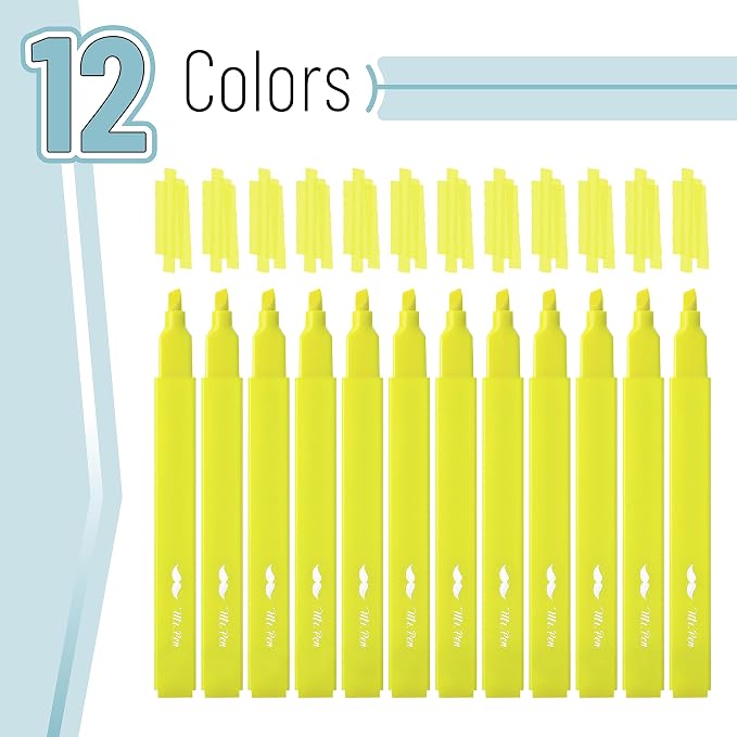 Mr. Pen- Yellow Aesthetic Bible Highlighters No Bleed Through, 12 pcs | Chisel Tip, Cute Highlighter for Journaling Supplies and School Accessories, Bible Highlighters and Pens No Bleed