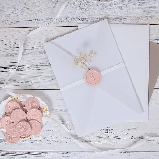 UNIQOOO Blush Pink Sealing Wax Sticks for Wax Seal Stamp - Perfect for Wedding Invitations, Cards Envelopes, Snail Mails, Wine Packages, Christmas Gift Ideas, Pack of 8