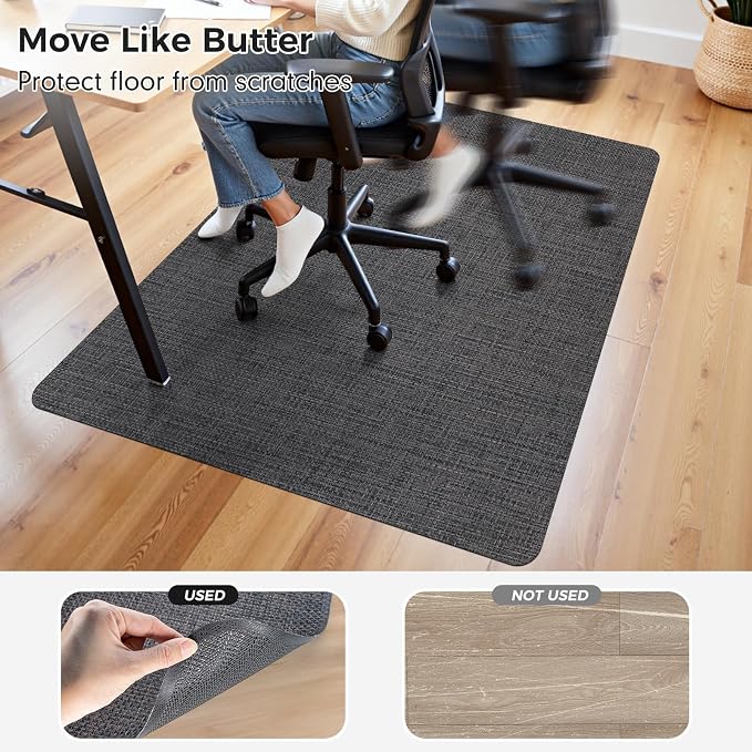 Sycoodeal Chair Mat,36" x 55" Office Chair Mat for Hardwood and Tile Floor, Heavy Duty Floor Protector for Rolling Chairs,Non-Slip,Computer Mat for Home Office(Dark Coffee)