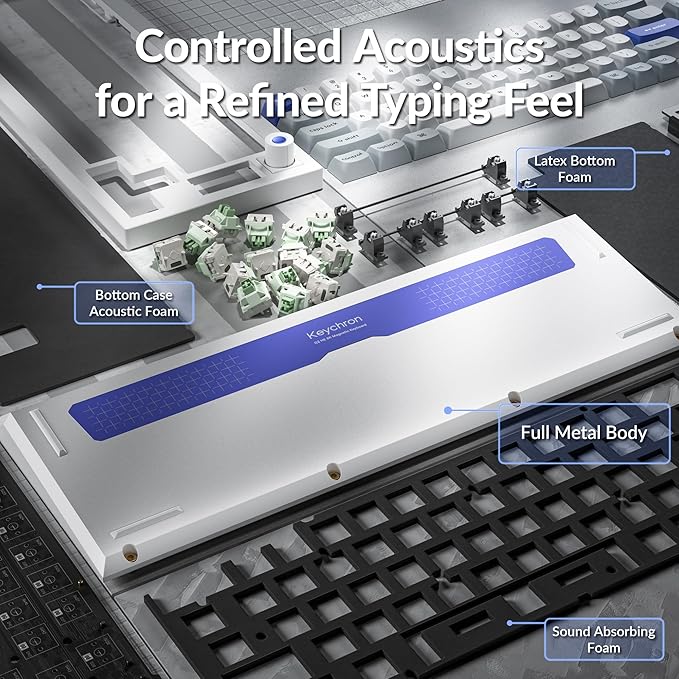Keychron Q2 HE 8K Wired Hall Effect Gaming Keyboard with Magnetic Switches, 65% Layout, Rapid Trigger, Aluminum Body, Adjustable Actuation, Knob, RGB, Compatible with Mac/Windows/Linux – White