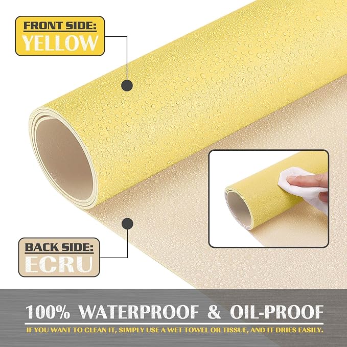 K KNODEL Large Office Desk Mat, Leather Mouse Pad (31.5"x15.7", Yellow) | Desk Pad, Keyboard Pad, Computer and Laptop Mat, Desktop Protector and Cover, Writing Pad and Blotter for Home Office