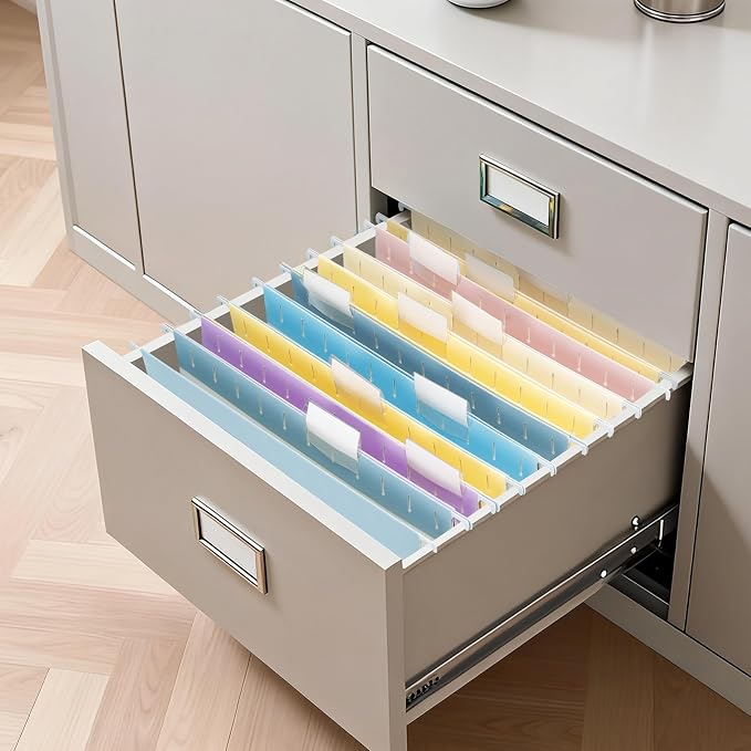 Zzrywuty Hanging File Folders Letter Size, 12-Pack Hanging File Folder with 1/5-Cut Tabs, Color File Folders Hanging Organizers for Filing Cabinet, Bulky Files & Medical Charts