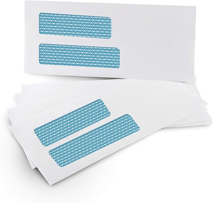 Aimoh 500#9 Double Window SELF Seal Security Envelopes - for Invoices, Statements & Documents, Security Tinted - Size 3-7/8 x 8-7/8-24 LB - 500 Count (30139)