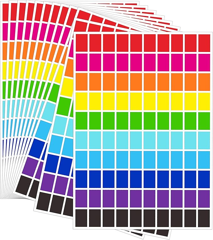 5000 PCS Colored Stickers 1/2" x 3/4" Rectangular Color Coding Labels 10 Color Label Stickers Garage Sale Price Stickers 0.5 x 0.75 Inch Dot Sticker for Offices Student Classroom Library