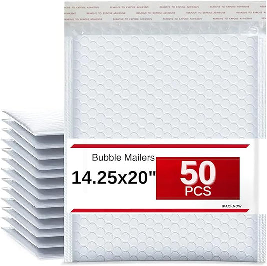 50 PC 14.25x20 Inches Poly Bubble Mailers Shipping Padded Envelopes Self Seal Waterproof Cushion Envelopes Waterproof Grey Usable 14.25x19" #7